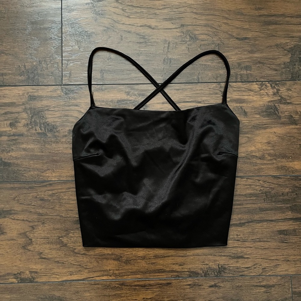 Satin Lace Up Top